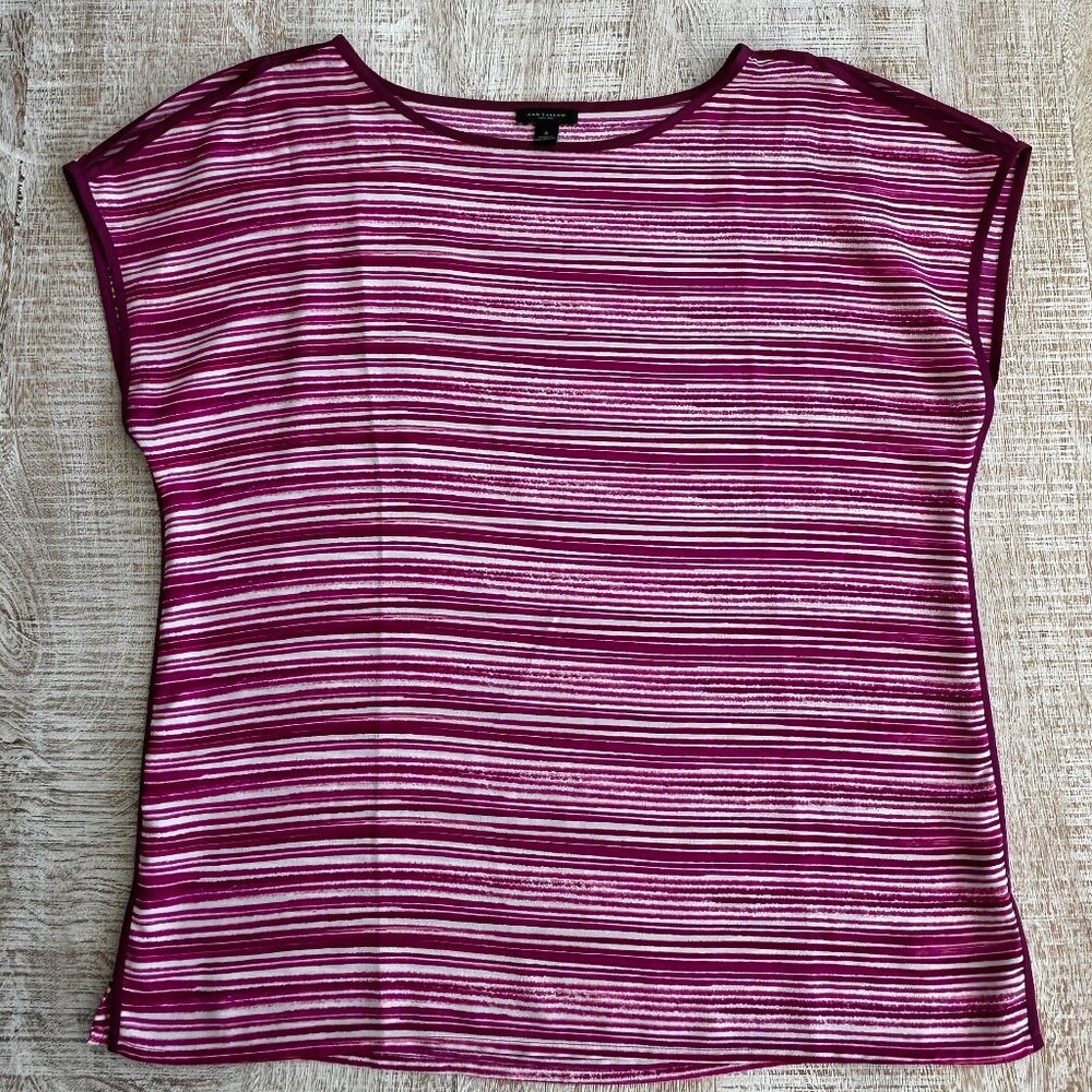 Ann Taylor Purple Pink Striped Top Shirt Blouse Size 4 or a Small/Medium
